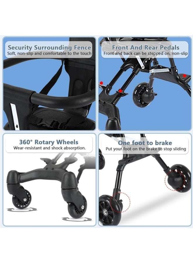 Compact baby stroller, lightweight travel stroller with adjustable handles and backrest, folds with one hand, for in-flight storage, shopping, walking and travel - Image 3